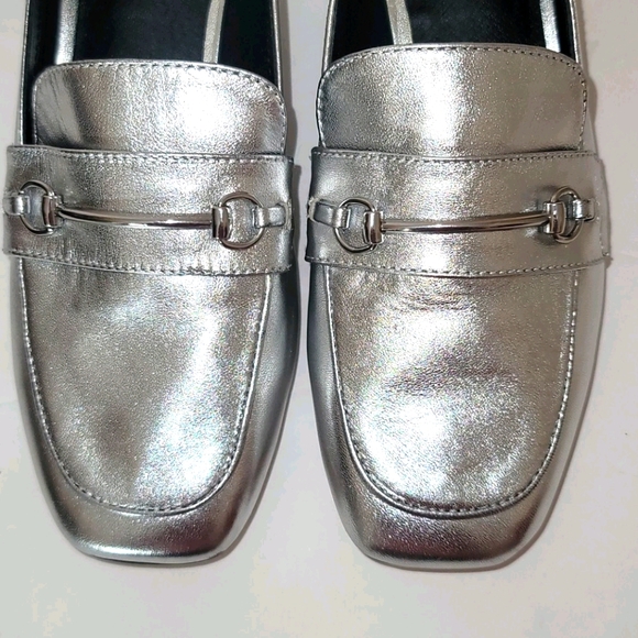 STEVE MADDEN Silver Leather Horsebit Timbir Slip O - Picture 3 of 10